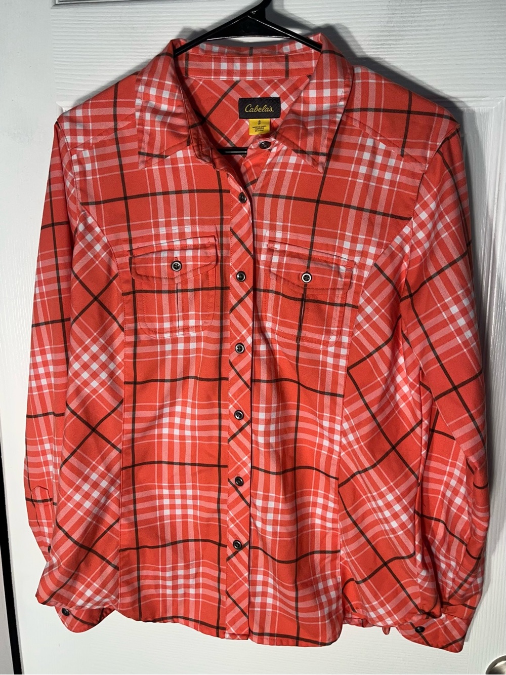 Women’s Cabela’s Long Sleeve Button Shirt Plaid Pockets Size Small S